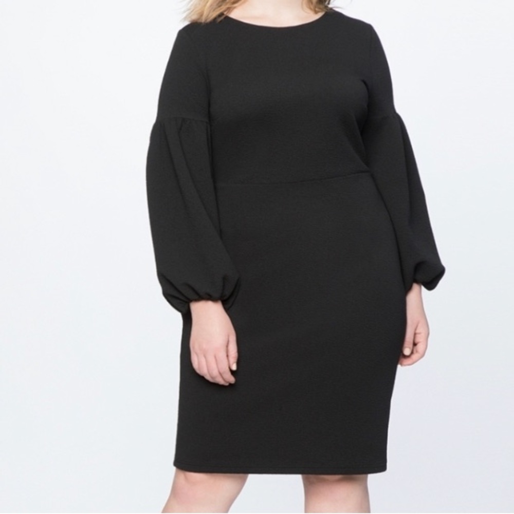 Eloquii Black‎ Textured Puff Sleeve Dress Size 18